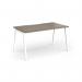 Connex Angled 1400 x 800 x 725mm Single Desk - White Frame Nebraska Oak Top ACO148-WH-NO