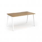 Connex Angled 1400 x 800 x 725mm Single Desk - White Frame Oak Top ACO148-WH-O