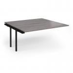 Connex Angled 1600 x 1600 x 725mm Back to Back Add On Bay - Black Frame Grey Oak Top ACO1616-AB-K-GO