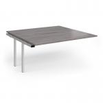 Connex Angled 1600 x 1600 x 725mm Back to Back Add On Bay - Silver Frame Grey Oak Top ACO1616-AB-S-GO