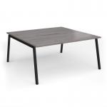 Connex Angled 1600 x 1600 x 725mm Back to Back Desk (2 x 1600mm) - Black Frame Grey Oak Top ACO1616-K-GO