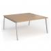 Connex Angled 1600 x 1600 x 725mm Back to Back Desk (2 x 1600mm) - Silver Frame Beech Top ACO1616-S-B