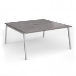 Connex Angled 1600 x 1600 x 725mm Back to Back Desk (2 x 1600mm) - Silver Frame Grey Oak Top ACO1616-S-GO