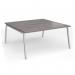 Connex Angled 1600 x 1600 x 725mm Back to Back Desk (2 x 1600mm) - Silver Frame Grey Oak Top ACO1616-S-GO