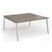 Connex Angled 1600 x 1600 x 725mm Back to Back Desk (2 x 1600mm) - Silver Frame Nebraska Oak Top ACO1616-S-NO