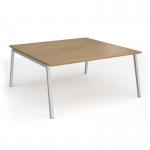 Connex Angled 1600 x 1600 x 725mm Back to Back Desk (2 x 1600mm) - Silver Frame Oak Top ACO1616-S-O