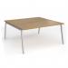 Connex Angled 1600 x 1600 x 725mm Back to Back Desk (2 x 1600mm) - Silver Frame Oak Top ACO1616-S-O