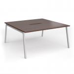 Connex Angled 1600 x 1600 x 725mm Back to Back Desk (2 x 1600mm) - Silver Frame Walnut Top ACO1616-S-W