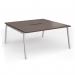 Connex Angled 1600 x 1600 x 725mm Back to Back Desk (2 x 1600mm) - Silver Frame Walnut Top ACO1616-S-W