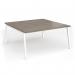 Connex Angled 1600 x 1600 x 725mm Back to Back Desk (2 x 1600mm) - White Frame Nebraska Oak Top ACO1616-WH-NO