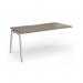 Connex Angled 1600 x 800 x 725mm Single Add On Bay - Silver Frame Nebraska Oak Top ACO168-AB-S-NO