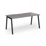 Connex Angled 1600 x 800 x 725mm Single Desk - Black Frame Grey Oak Top ACO168-K-GO