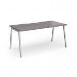Connex Angled 1600 x 800 x 725mm Single Desk - Silver Frame Grey Oak Top ACO168-S-GO