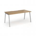 Connex Angled 1600 x 800 x 725mm Single Desk - Silver Frame Oak Top ACO168-S-O