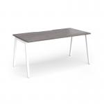 Connex Angled 1600 x 800 x 725mm Single Desk - White Frame Grey Oak Top ACO168-WH-GO