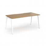 Connex Angled 1600 x 800 x 725mm Single Desk - White Frame Oak Top ACO168-WH-O