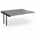 Connex Angled 1800 x 1600 x 725mm Back to Back Add On Bay - Black Frame Grey Oak Top ACO1816-AB-K-GO