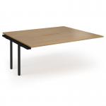 Connex Angled 1800 x 1600 x 725mm Back to Back Add On Bay - Black Frame Oak Top ACO1816-AB-K-O