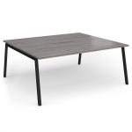 Connex Angled 1800 x 1600 x 725mm Back to Back Desk (2 x 1800mm) - Black Frame Grey Oak Top ACO1816-K-GO