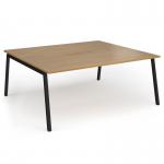 Connex Angled 1800 x 1600 x 725mm Back to Back Desk (2 x 1800mm) - Black Frame Oak Top ACO1816-K-O