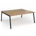 Connex Angled 1800 x 1600 x 725mm Back to Back Desk (2 x 1800mm) - Black Frame Oak Top ACO1816-K-O