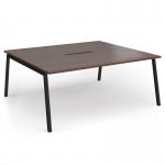 Connex Angled 1800 x 1600 x 725mm Back to Back Desk (2 x 1800mm) - Black Frame Walnut Top ACO1816-K-W