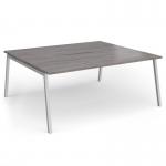 Connex Angled 1800 x 1600 x 725mm Back to Back Desk (2 x 1800mm) - Silver Frame Grey Oak Top ACO1816-S-GO