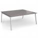 Connex Angled 1800 x 1600 x 725mm Back to Back Desk (2 x 1800mm) - Silver Frame Grey Oak Top ACO1816-S-GO