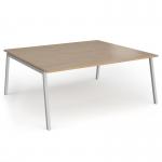 Connex Angled 1800 x 1600 x 725mm Back to Back Desk (2 x 1800mm) - Silver Frame Kendal Oak Top ACO1816-S-KO