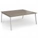 Connex Angled 1800 x 1600 x 725mm Back to Back Desk (2 x 1800mm) - Silver Frame Nebraska Oak Top ACO1816-S-NO