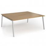Connex Angled 1800 x 1600 x 725mm Back to Back Desk (2 x 1800mm) - Silver Frame Oak Top ACO1816-S-O