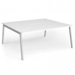 Connex Angled 1800 x 1600 x 725mm Back to Back Desk (2 x 1800mm) - Silver Frame White Top ACO1816-S-WH
