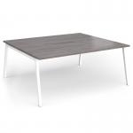 Connex Angled 1800 x 1600 x 725mm Back to Back Desk (2 x 1800mm) - White Frame Grey Oak Top ACO1816-WH-GO