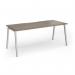 Connex Angled 1800 x 800 x 725mm Single Desk - Silver Frame Nebraska Oak Top ACO188-S-NO