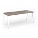 Connex Angled 1800 x 800 x 725mm Single Desk - White Frame Nebraska Oak Top ACO188-WH-NO