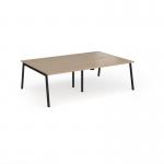 Connex Angled 2400 x 1600 x 725mm Back to Back Desk (4 x 1200mm) - Black Frame Kendal Oak Top ACO2416-K-KO