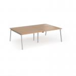 Connex Angled 2400 x 1600 x 725mm Back to Back Desk (4 x 1200mm) - Silver Frame Beech Top ACO2416-S-B