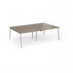 Connex Angled 2400 x 1600 x 725mm Back to Back Desk (4 x 1200mm) - Silver Frame Nebraska Oak Top ACO2416-S-NO