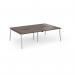Connex Angled 2400 x 1600 x 725mm Back to Back Desk (4 x 1200mm) - Silver Frame Walnut Top ACO2416-S-W