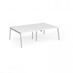 Connex Angled 2400 x 1600 x 725mm Back to Back Desk (4 x 1200mm) - Silver Frame White Top ACO2416-S-WH