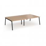 Connex Angled 2800 x 1600 x 725mm Back to Back Desk (4 x 1400mm) - Black Frame Beech Top ACO2816-K-B