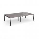 Connex Angled 2800 x 1600 x 725mm Back to Back Desk (4 x 1400mm) - Black Frame Grey Oak Top ACO2816-K-GO