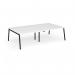 Connex Angled 2800 x 1600 x 725mm Back to Back Desk (4 x 1400mm) - Black Frame White Top ACO2816-K-WH