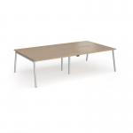 Connex Angled 2800 x 1600 x 725mm Back to Back Desk (4 x 1400mm) - Silver Frame Kendal Oak Top ACO2816-S-KO