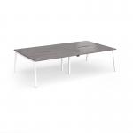 Connex Angled 2800 x 1600 x 725mm Back to Back Desk (4 x 1400mm) - White Frame Grey Oak Top ACO2816-WH-GO
