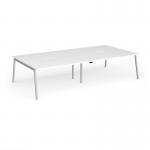 Connex Angled 3200 x 1600 x 725mm Back to Back Desk (4 x 1600mm) - Silver Frame White Top ACO3216-S-WH