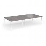 Connex Angled 3200 x 1600 x 725mm Back to Back Desk (4 x 1600mm) - White Frame Grey Oak Top ACO3216-WH-GO