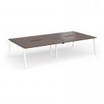Connex Angled 3200 x 1600 x 725mm Back to Back Desk (4 x 1600mm) - White Frame Walnut Top ACO3216-WH-W