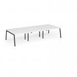 Connex Angled 3600 x 1600 x 725mm Back to Back Desk (6 x 1200mm) - Black Frame White Top ACO3616-K-WH