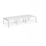 Connex Angled 3600 x 1600 x 725mm Back to Back Desk (6 x 1200mm) - Silver Frame White Top ACO3616-S-WH